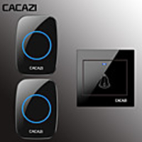 CACAZI Wireless Home Welcome Doorbell Waterproof 300M Remote Cordless Door Ring Bell Chime 1 Button 2 Receiver