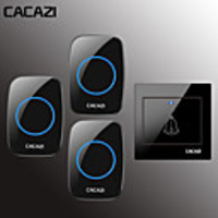 CACAZI Wireless Home Welcome Doorbell Waterproof 300M Remote Cordless Door Ring Bell Chime 1 Button 3 Receiver