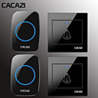 CACAZI Wireless Home Welcome Doorbell Waterproof 300M Remote Cordless Door Ring Bell Chime 2 Button 2 Receiver