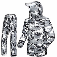 camouflage raincoat suit,  adult men and women fashion waterproof split raincoat rain pants comfortable breathable double hat outdoor motorcycle electric car riding takeaway golf fishing snow camo net