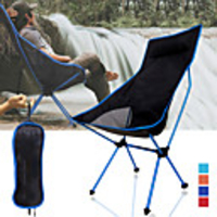 Camping Chair High Back with Headrest Breathable Ultra Light (UL) Foldable Compact Mesh 7075 Aluminium Alloy for 1 person Fishing Hiking Camping Autumn / Fall Spring Blue Red Orange Dark Blue