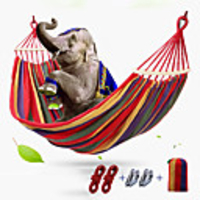 Camping Hammock with Hardwood Spreader Outdoor Portable High Strength Compact Durable Folding Canvas for 1 person Camping / Hiking Hunting Fishing Stripes Orange / Green Fuchsia Blue / White 20080 cm