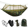 Camping Hammock with Mosquito Net Outdoor Portable Lightweight Breathable Parachute Nylon with Carabiners and Tree Straps for 2 person Camping / Hiking Hunting Fishing Green 260140 cm