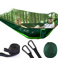 Camping Hammock with Pop Up Mosquito Net Double Hammock Outdoor Portable Breathable Anti-Mosquito Parachute Nylon with Carabiners and Tree Straps for 2 person 290140 cm Camping / Hiking Fishing Beach