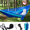 Camping Hammock with Pop Up Mosquito Net Double Hammock Outdoor Portable Breathable Anti-Mosquito Parachute Nylon with Carabiners and Tree Straps for 2 person Hunting Fishing Hiking Black Green