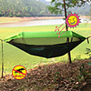Camping Hammock with Pop Up Mosquito Net Double Hammock Outdoor Portable Lightweight Sunscreen Parachute Nylon with Carabiners and Tree Straps for 2 person Hunting Fishing Camping Orange Dark Green