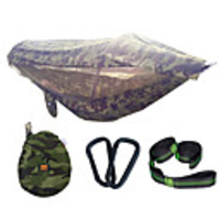 Camping Hammock with Pop Up Mosquito Net Hammock Rain Fly Double Hammock Outdoor Lightweight Sunscreen Breathable Parachute Nylon with Carabiners and Tree Straps for 2 person Camping / Hiking Hunting