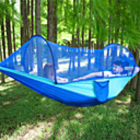 Camping Hammock with Pop Up Mosquito Net Outdoor Portable Lightweight Breathable Parachute Nylon with Carabiners and Tree Straps for 2 person Hunting Fishing Beach Dark Green Army Green Camouflage