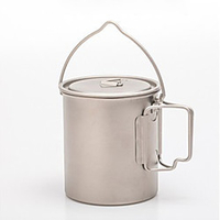 Camping Pot One-piece Suit Lightweight Anatomic Design 7075 Aluminium Alloy Titanium Stainless Steel Aluminum Alloy Aluminium for 1 person Outdoor Titanium