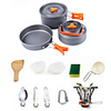 Camping Pot with Pan Dining Bowl Spoon Pot Pan 13pcs Lightweight Windproof Rain Waterproof Hard Alumina for 2 - 3 person Outdoor Fishing Camping Grey