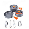 Camping Pot with Pan Spoon Pot Pan 7pcs Lightweight Windproof Rain Waterproof Hard Alumina for 1 person Outdoor Fishing Camping Grey