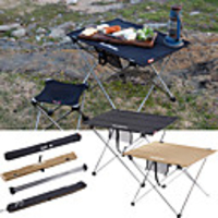 Camping Table with Side Pocket Portable Ultra Light (UL) Foldable Stability Oxford Cloth Aluminium alloy for 3 - 4 person Hiking Camping BBQ Autumn / Fall Spring Black Khaki