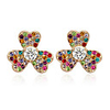 Candy Color Clover Zircon Ear Studs