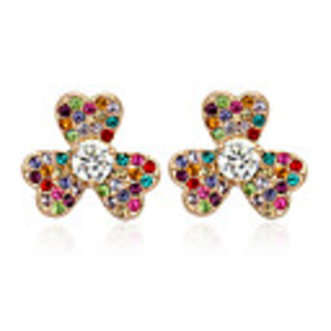 Candy Color Clover Zircon Ear Studs