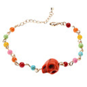 Candy Style Funny Skull Shape Turquoise Colorful Bead Alloy Bracelet
