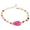 Candy Style Pink Leaf Shape Turquoise Colorful Bead Alloy Bracelet