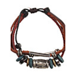 Cannibal Multilayer Vintage Fabric and Leather Bracelet