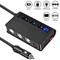 Car 1 drag 3 Plug Multifunctional Car Charger 4 port USB 12V-24V Socket Splitter Plug LED Voltage display with Independent power switch