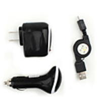 Car Charger with Extendible Cable for Blackberry (Black)