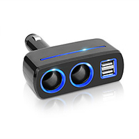 Car Cigarette Lighter Splitter Socket Plug USB Charger miniinthebox