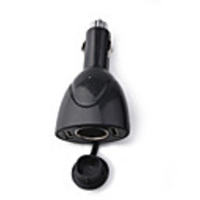 Car Cigarette Powered Dual USB Adapter/Charger with Extra Cigarette Power Socket (AC 12V/24V)