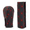 Car Faux Leather Gear Shift Knob Cover Hand Brake Cover Sleeve 2 in 1 Set Red/White