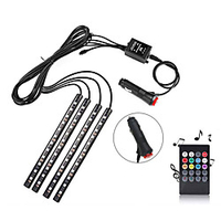 Car Lights LED Light Strips Flexible Tiktok Lights 48 LED 10mm Multicolor Car Interior Light Underline Light Waterproof Kit With Sound Active Function And Wireless Remote Control Car Charger