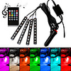 Car RGB LED Interior Strip Light 4pcs Colors Car Styling Decorative Light Music sound Control Multiple lighting Atmosphere Lamps Interior With Remote Dash Floor Foot Lamp USB/Car plug charger 12V/5V