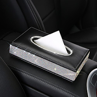 Car Tissue Box Storage Towel Sets Bathroom Auto Room Sun Visor Towel Box Holder PU Leather Tissue Box with Luxurious Cover miniinthebox