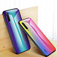 Carbon Fiber Gradient Tempered Glass Phone Case For Xiaomi CC9 Pro CC9e Mi Note 10 Pro Mi 9 Lite Mi 9T Pro Mi 9SE Mi 6X Max 3 Shockproof Back Cover Soft TPU edge Protection