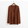 cardigan jacket sweater women autumn and winter wear korean style college style loose wild v-neck mid-length long-sleeved sweater miniinthebox