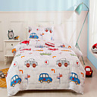 Cars and Bus Print US Twin 2 Pieces Bedding Set Duvet Cover Set Comforter Cover Ultra Soft Hypoallergenic Microfiber and Easy Care For Kid
