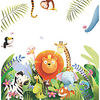Cartoon Animal Green Plant Wall Stickers Living Room Kids Room Kindergarten Removable Pre-pasted PVC Home Decoration Wall Decal 2pcs miniinthebox