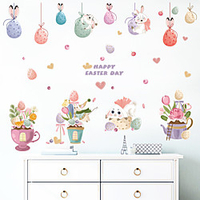 Cartoon Candy Bunny Egg Pendant Potted Children Room Bedroom Kindergarten Wall Background Decoration Wall Sticker miniinthebox