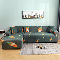 Cartoon Carrot Print Dustproof All-powerful Slipcovers Stretch L Shape Sofa Cover Super Soft Fabric Couch Cover Sofa Furniture Protector with One Free Boster Case miniinthebox