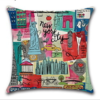 Cartoon City Landscape Pillowcase Digital Printing Metropolitan Cushion Cover Linen miniinthebox