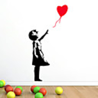 Cartoon Cute Girl Flying Balloon Personality Living Room Bedroom Children