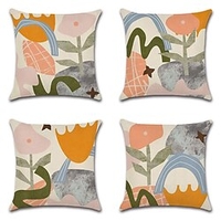 Cartoon Double Side Cushion Cover 4PC Soft Decorative Square Throw Pillow Cover Cushion Case Pillowcase for Sofa Bedroom Superior Quality Machine Washable miniinthebox