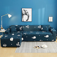 Cartoon Fish Print Dustproof All-powerful Slipcovers Stretch L Shape Sofa Cover Super Soft Fabric Couch Cover Sofa Furniture Protector with One Free Boster Case miniinthebox