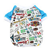 Cartoon Graffiti Style T-Shirt for Dogs (XS-XL,  Blue)
