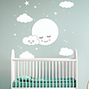 Cartoon Happy Face White Cloud Star Wall Stickers Plane Wall Stickers Decorative Wall Stickers PVC Home Decoration Wall Decal Wall Decoration 1pc