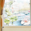 Cartoon Lotus Pond Pattern Matte Window Film Cling Vinyl Thermal-Insulation Privacy Protection Home Decor For Window Cabinet Door Sticker / Window Sticker 6058CM miniinthebox