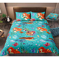 Cartoon Mermaid 3-Piece Duvet Cover Set Hotel Bedding Sets Comforter Cover with Soft Lightweight Microfiber,  Include 1 Duvet Cover,  2 Pillowcases for Double/Queen/King(1 Pillowcase for Twin/Single) miniinthebox