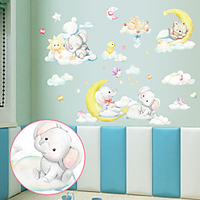 Cartoon Moon Elephant Bear Children