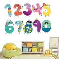 Cartoon Number Animals Wall Sticker Removable PVC Cute Numbers Art Decal For Children