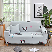 Cartoon Pet Dog Print Dustproof All-powerful Slipcovers Stretch Sofa Cover Super Soft Fabric Couch Cover with One Free Boster Case(Chair/Love Seat/3 Seats/4 Seats) miniinthebox