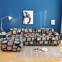 Cartoon Print Dustproof All-powerful Slipcovers Stretch L Shape Sofa Cover Super Soft Fabric Couch Cover Sofa Furniture Protector with One Free Boster Case miniinthebox