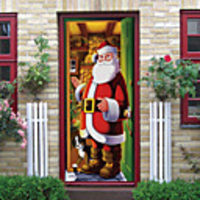 Cartoon Santa Claus Self-adhesive Creative Door Sticker Living Room Christmas Decoration Home Waterproof Wall Sticker