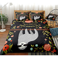 Cartoon Sloth Print 3-Piece Duvet Cover Set Hotel Bedding Sets Comforter Cover with Soft Lightweight Microfiber For Holiday Decoration(Include 1 Duvet Cover and 1or 2 Pillowcases)