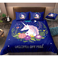 Cartoon Unicorn 3-Piece Duvet Cover Set Hotel Bedding Sets Comforter Cover with Soft Lightweight Microfiber,  Include 1 Duvet Cover,  2 Pillowcases for Double/Queen/King(1 Pillowcase for Twin/Single) miniinthebox